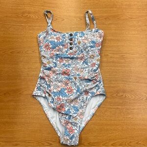 NWOT floral one piece swim button detail padded/lined size small